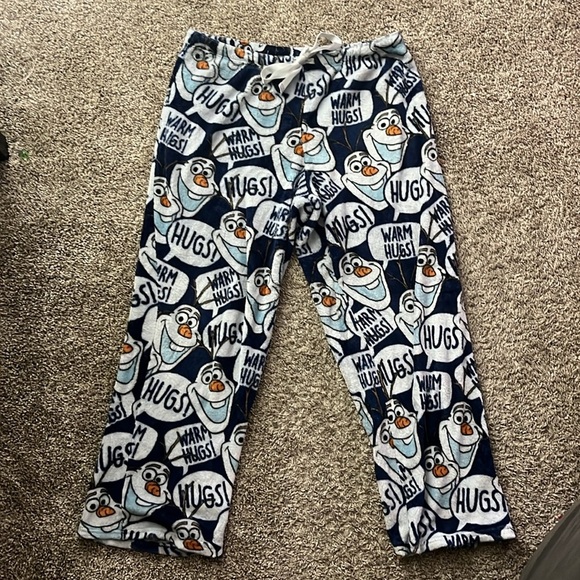 Disneys Olaf warm hugs fleece pants estimated size Large. - Picture 1 of 7
